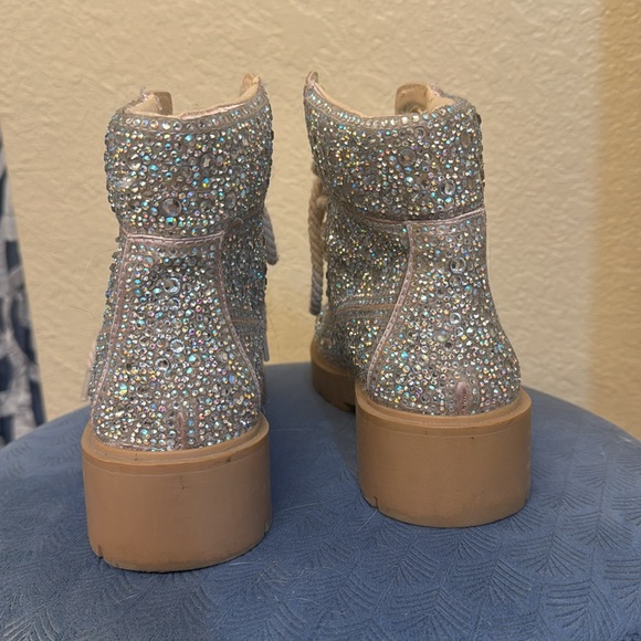 Betsy Johnson embellished sparkle combat boots - Picture 4 of 6